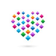 Heart mosaic crystal emblem icon N2