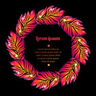 Floral watercolor wreath of colorful feather N2