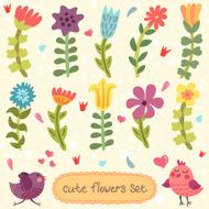 Cute hand drawn flowers set N2