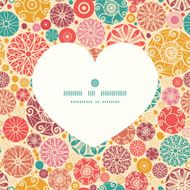 Vector abstract decorative circles heart silhouette pattern frame