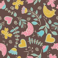 Flower hearts birds seamless N2