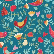 Flower hearts birds seamless N3