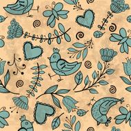 Flower hearts birds seamless N4