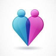 Abstract colorful people and heart shape icon Vector logo template
