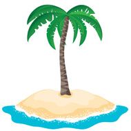 Vector palm tree on the tropical island