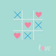 Tic tac toe game with cross and heart sign mark