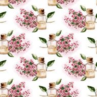 Seamless pattern with the branch of flowers perfume bottle N8