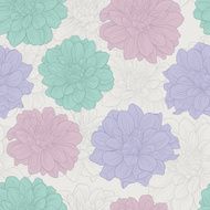 Hand-drawn flowers of dahlia Seamless pattern N3