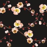 Seamless pattern with the branch of flowers N24