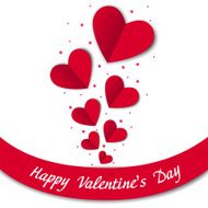 Happy Valentines Day card with paper hearts