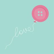 Pink button balloon Love thread card Flat design