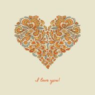 vector card with ornamental colorful heart N4