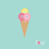 Ice cream with buttons Love card Flat design N2