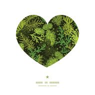 Vector evergreen christmas tree heart silhouette pattern frame