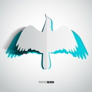 Greeting card with paper cut bird - vector N2
