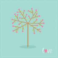 Love tree with hearts and leaves Flat design
