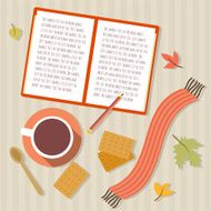 Book and tea flat illustration N2