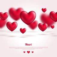 Valentine card design with flying pink hearts