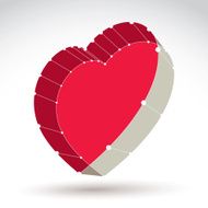 3d mesh stylish web red love heart sign isolated N12