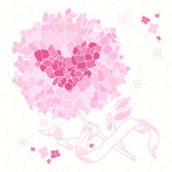 Floral greeting card with a heart symbol