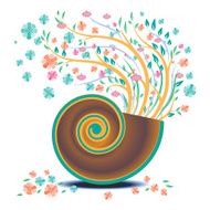 Artistic blossom flower in shell