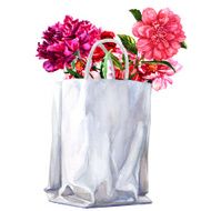 bouquet of flowers in package isolated