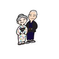 Happy old couple of frame on white background N3
