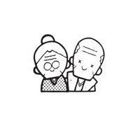 Happy old couple of frame on white background N4