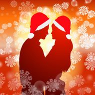 Couple over christmas background with snowflakes N3