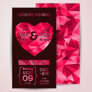 Wedding invitation cards template with abstract polygonal heart