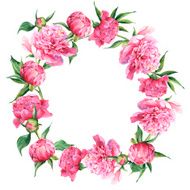 Pink watercolor peonies vintage greeting card N6