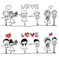 hand drawing cartoon happy wedding N2