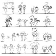 hand drawing cartoon happy wedding N3