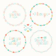 Hand drawn frame of hearts Valentine's day design elements N3
