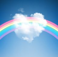 Heart Shape Cloud with Rainbow