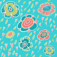 Vector seamless pattern with flowers and tulips Summer template N2