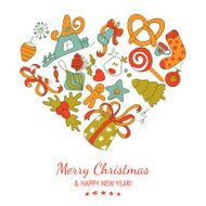 Colorful heart shape vector christmass emblem N2