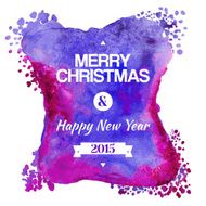 Watercolor christmas label cold design background