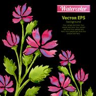 Watercolor flowers invitation pattern with ribbon