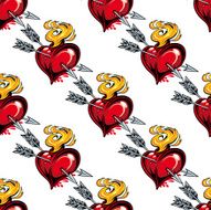 Seamless pattern of valentine hearts and arrows