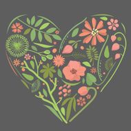 Flower heart on gray