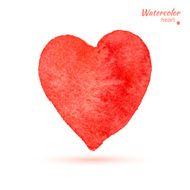 Watercolor painted red heart N11