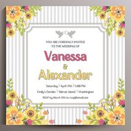 Vintage Wedding Invitation Floral square card 14 5 cm N6
