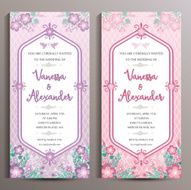 Wedding Invitation Two floral vertical cards size is 10x21 cm N10