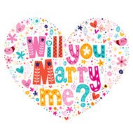 Will you Marry me heart shaped typography lettering decorative design