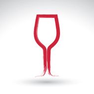 Hand drawn simple empty wineglass brush drawing tulip goblet