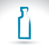 Hand drawn simple empty bottle of tequila brush drawing
