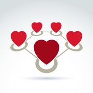 Vector connected loving hearts place in a circles Location