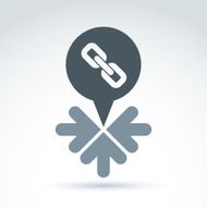 Conceptual connection icon with arrows isolated on white