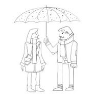 Young Couple under umbrella Autumn
